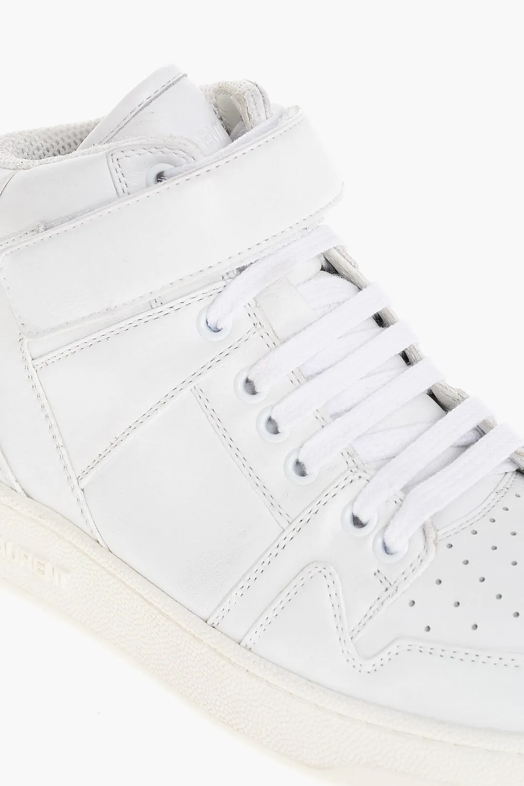 Saint Laurent Solid Color Leather High Top Sneakers