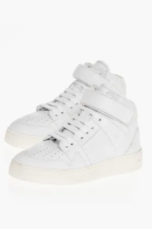 Saint Laurent Solid Color Leather High Top Sneakers