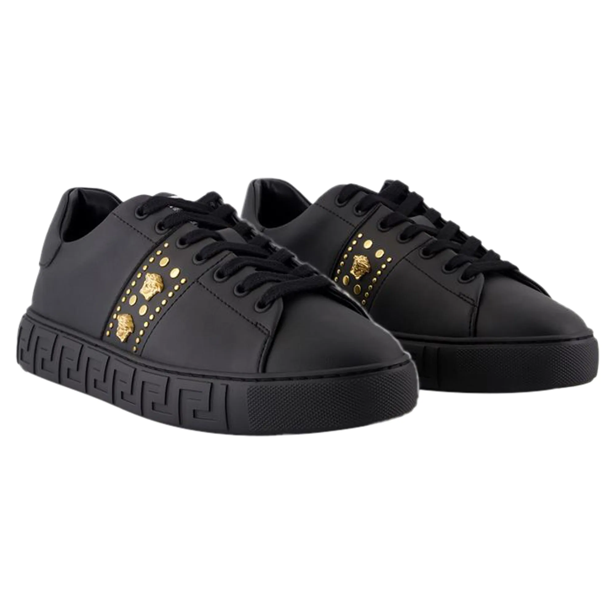 Sneakers - Versace - Leather - Black
