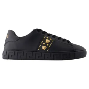 Sneakers - Versace - Leather - Black