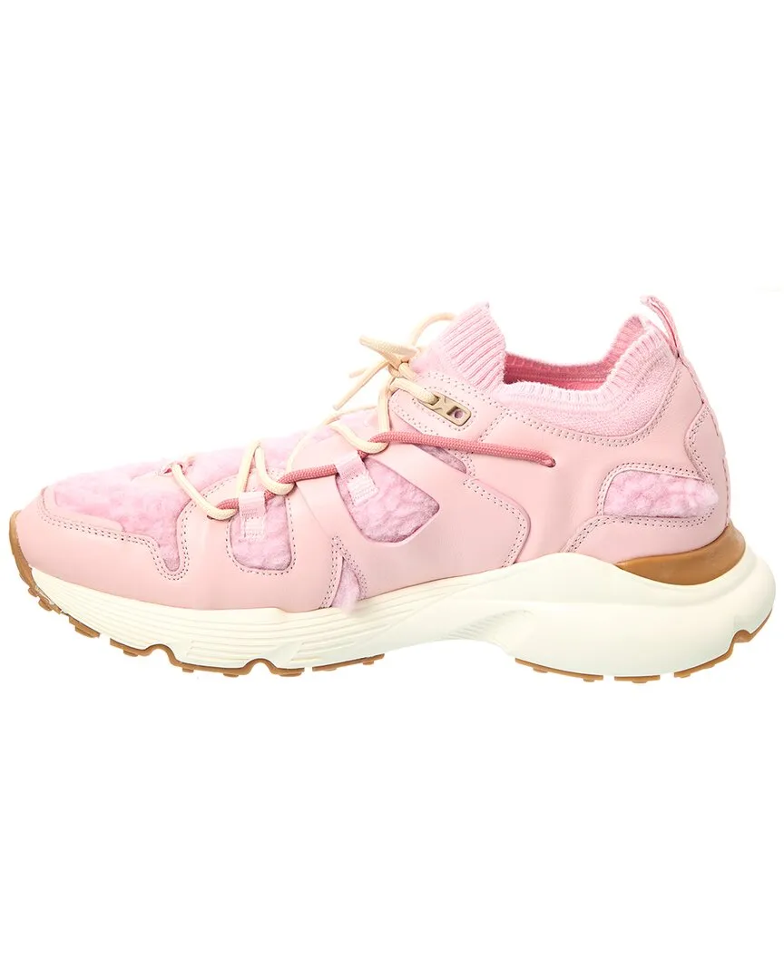 TODs Sportiva Leather & Shearling Sneaker