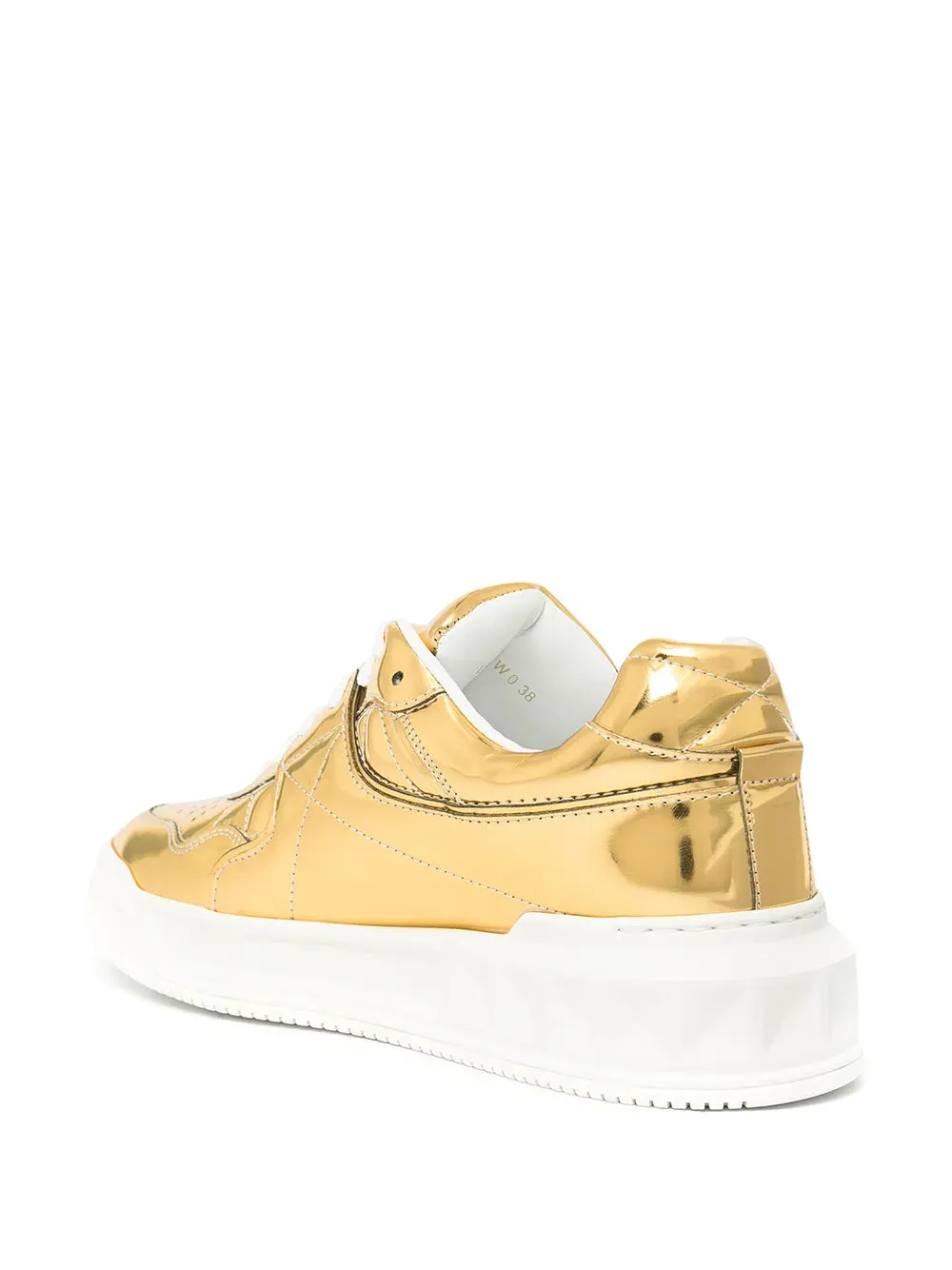 Valentino One Stud Mirror-Finish Sneakers