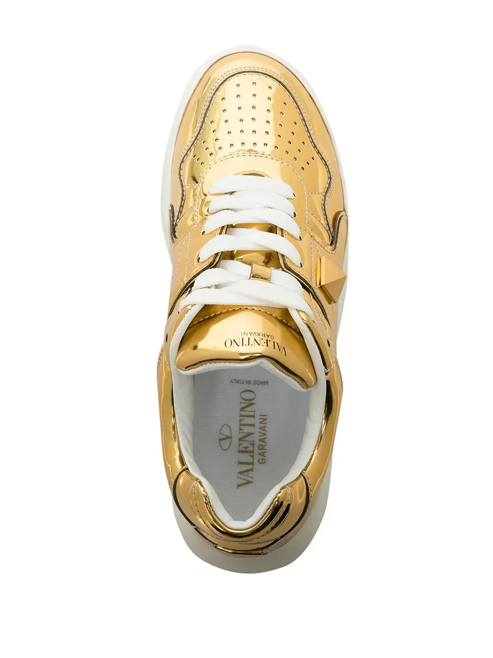 Valentino One Stud Mirror-Finish Sneakers