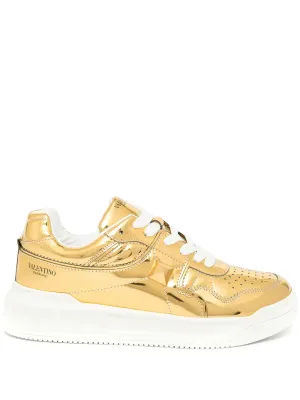 Valentino One Stud Mirror-Finish Sneakers