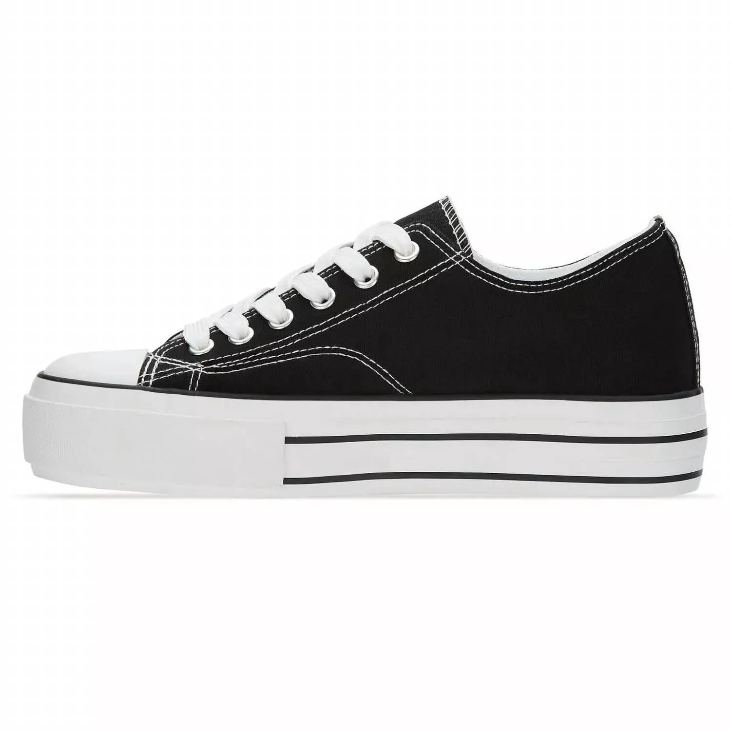 Women's Canvas Sneakers Platform In Black