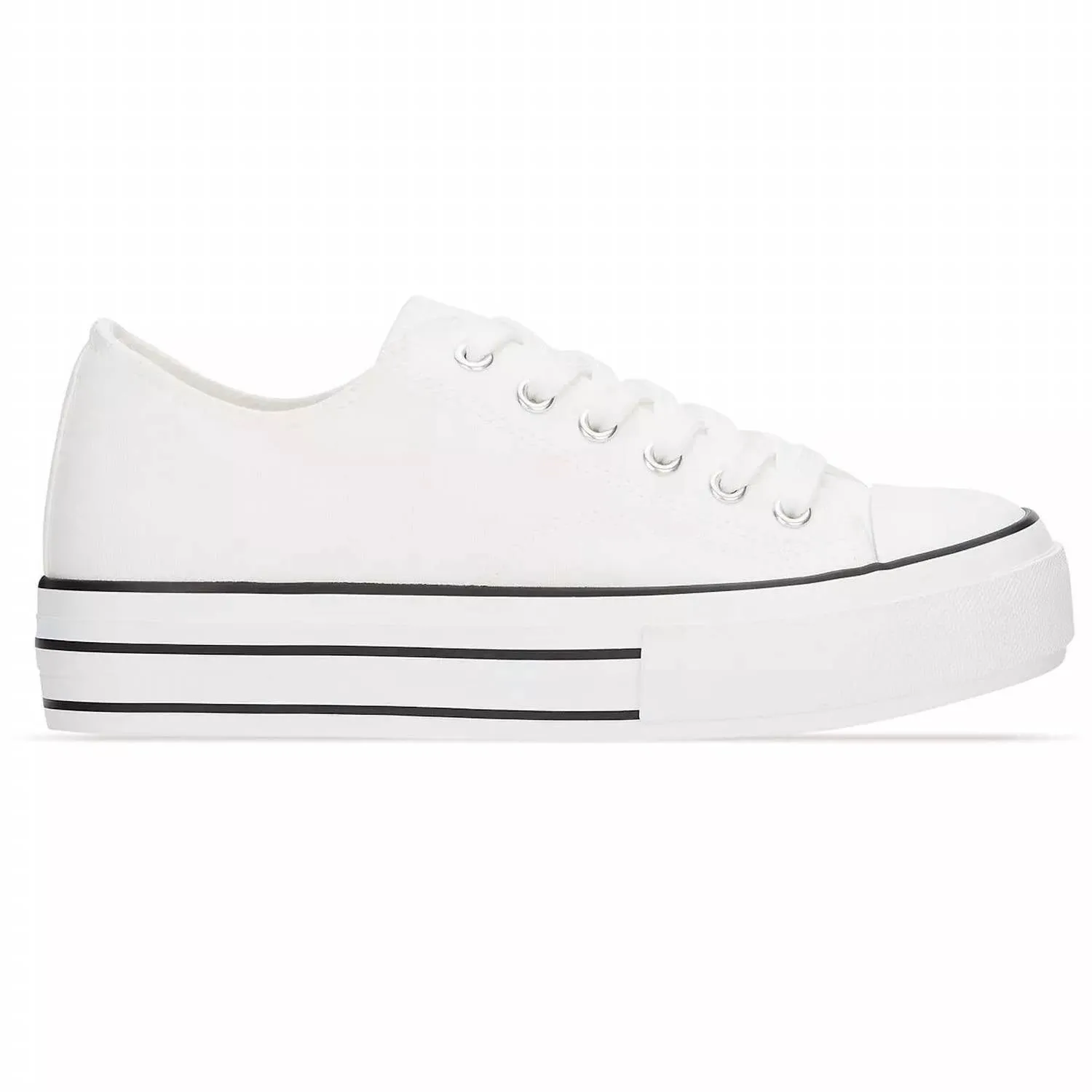 Women's Canvas Sneakers Platform In White