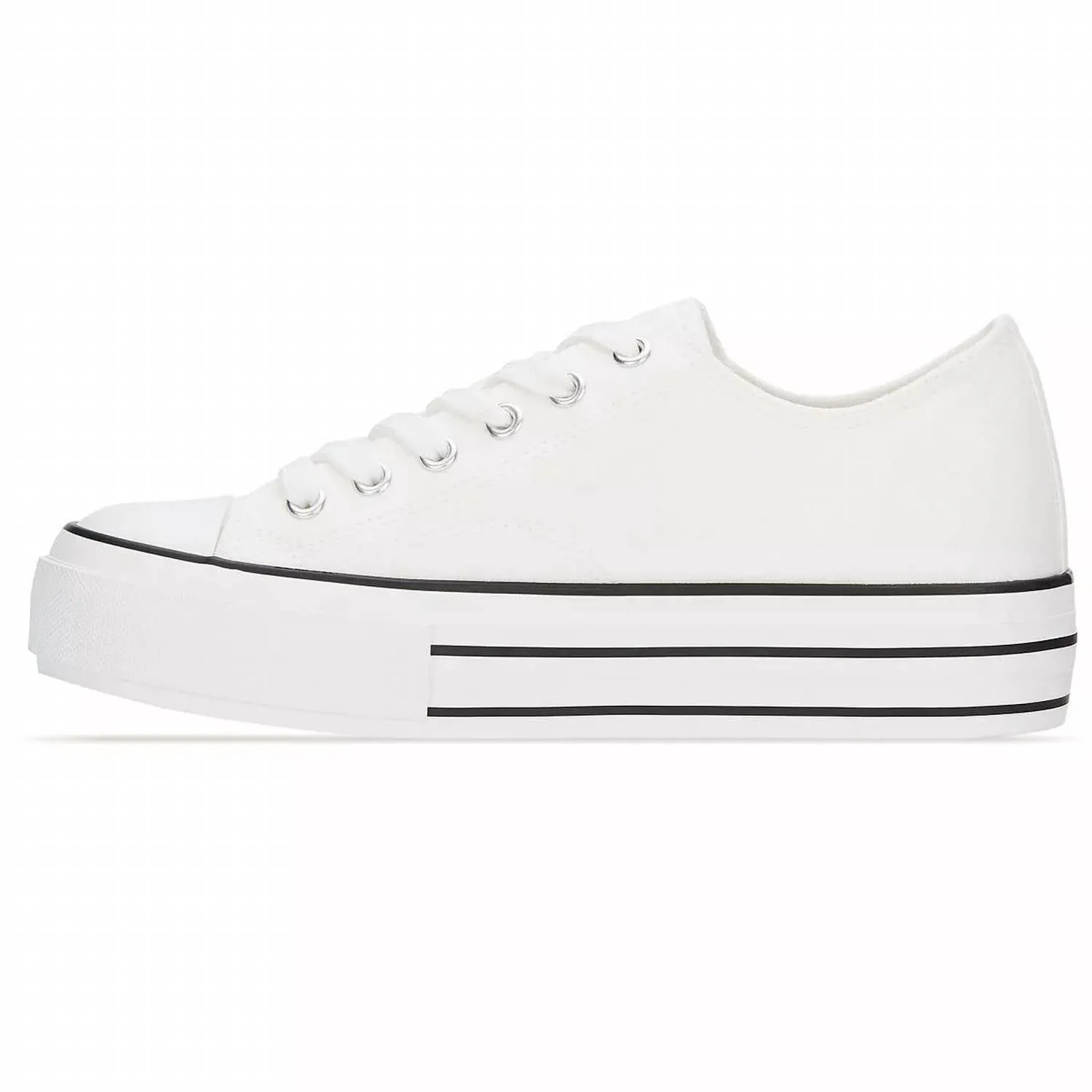 Women's Canvas Sneakers Platform In White