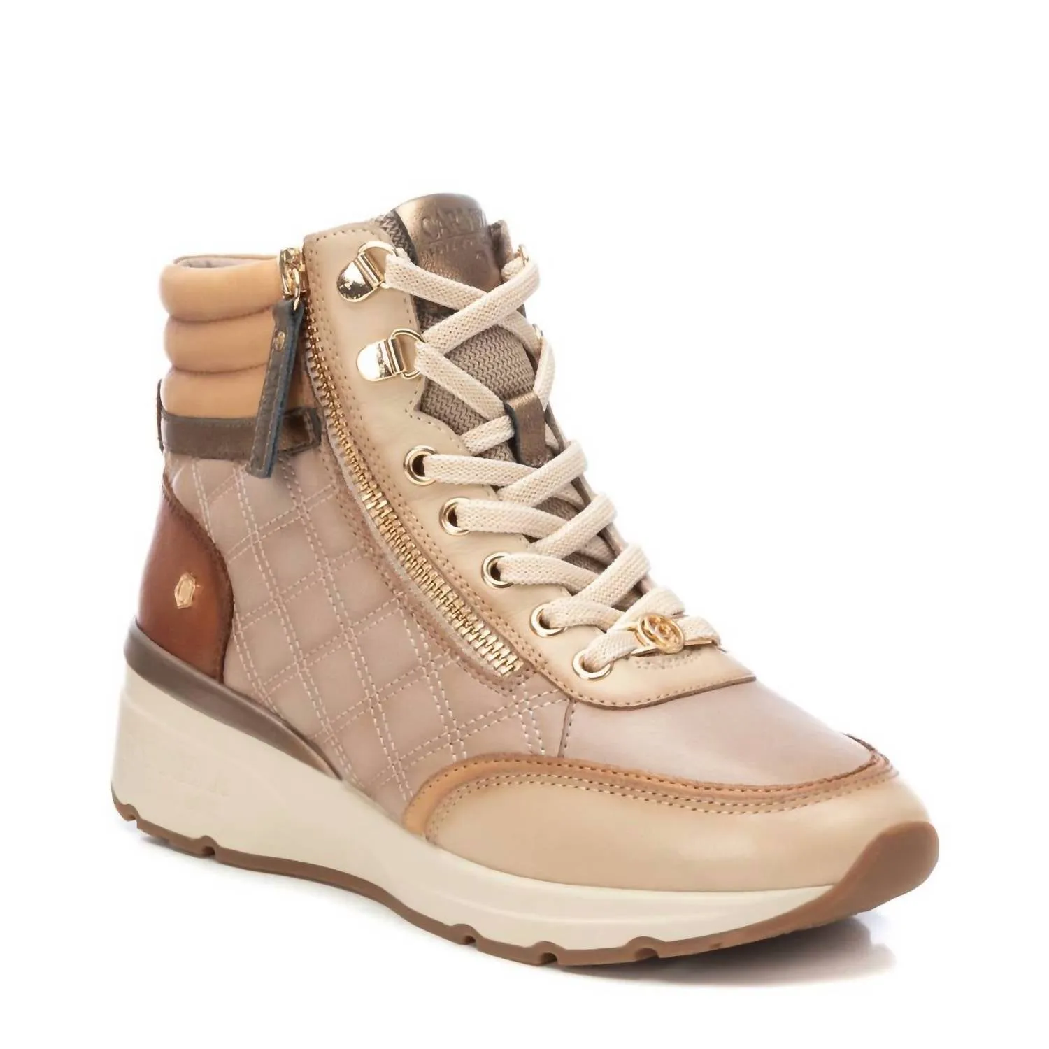 Women's Carmela Collection Leather Sneaker Booties In Beige