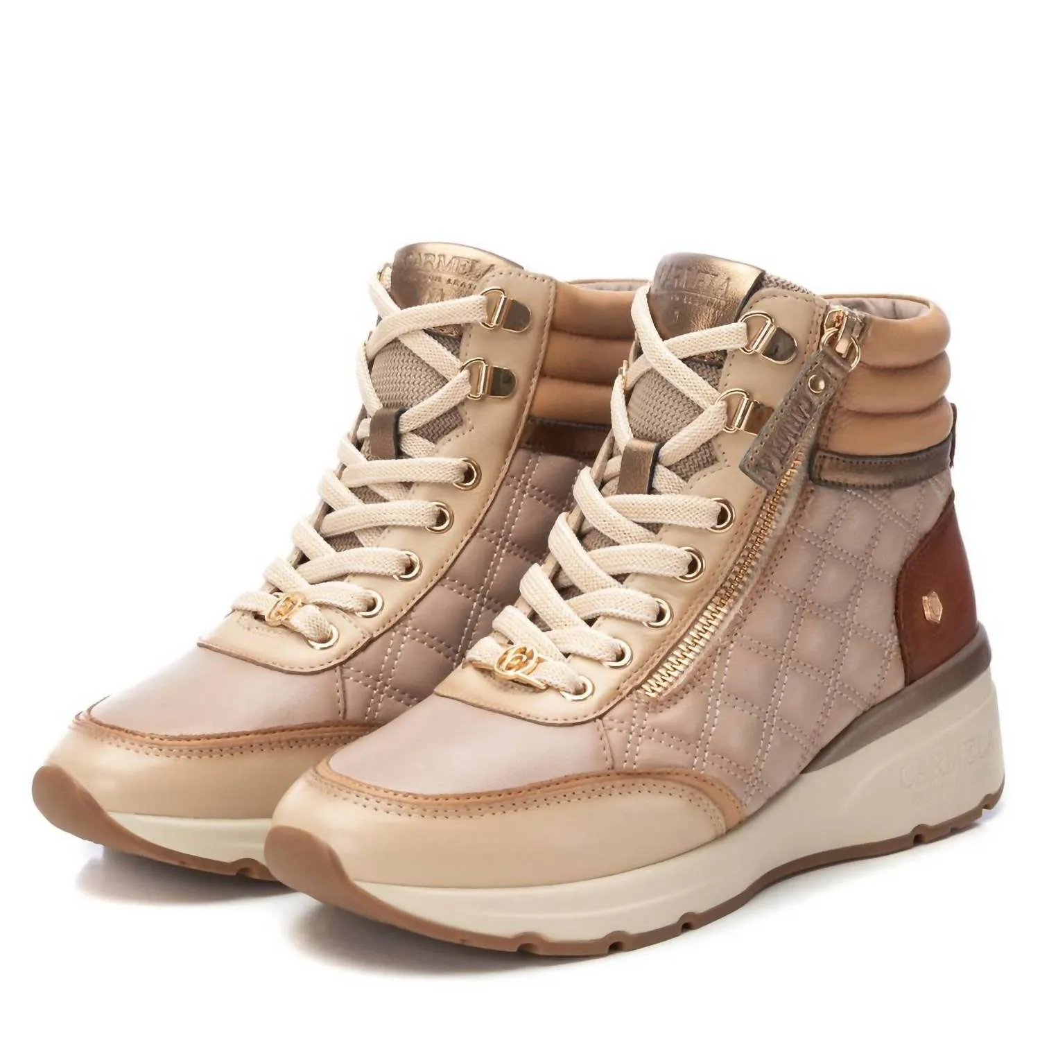 Women's Carmela Collection Leather Sneaker Booties In Beige