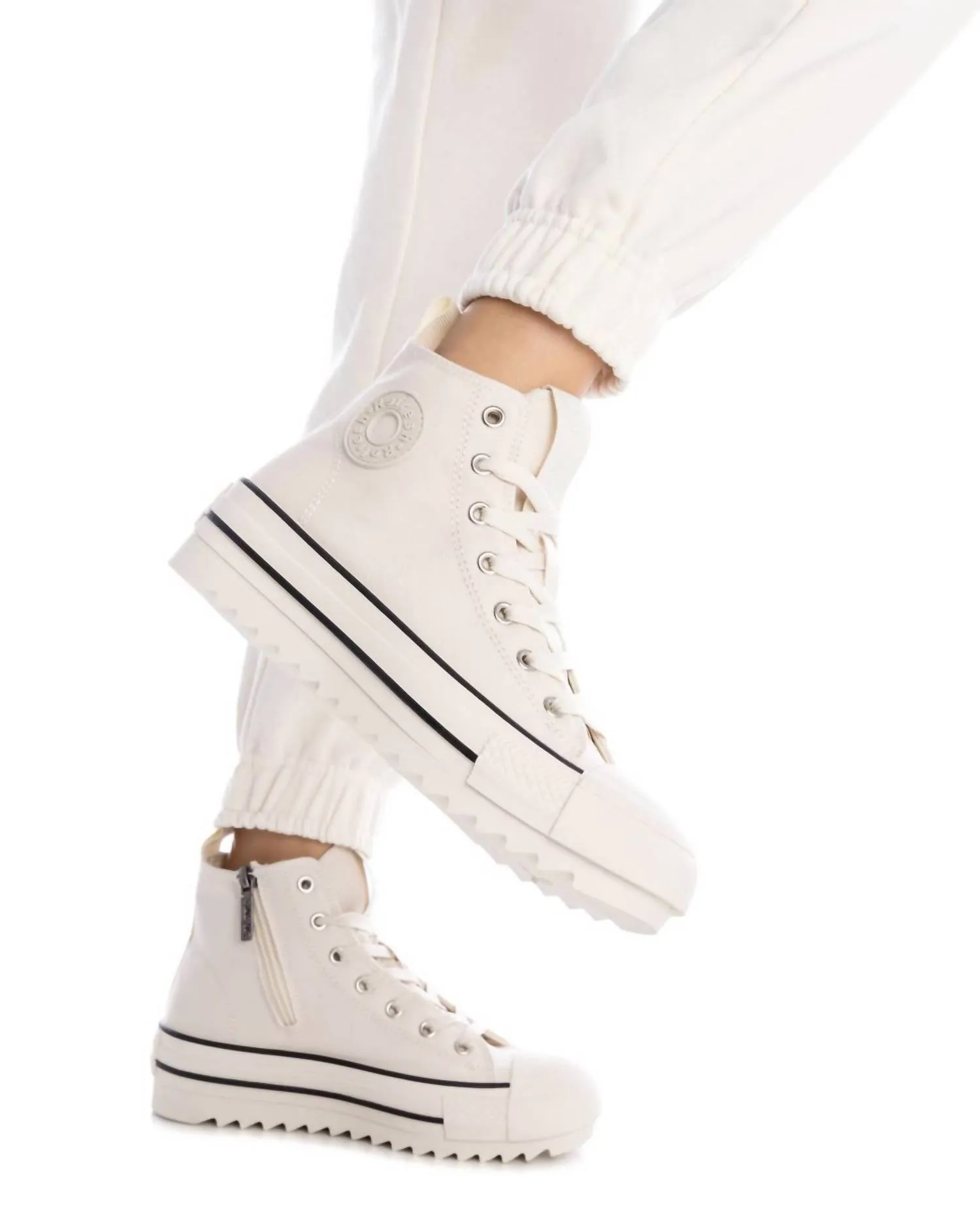 Women's Casual High Top Sneakers In Light Beige