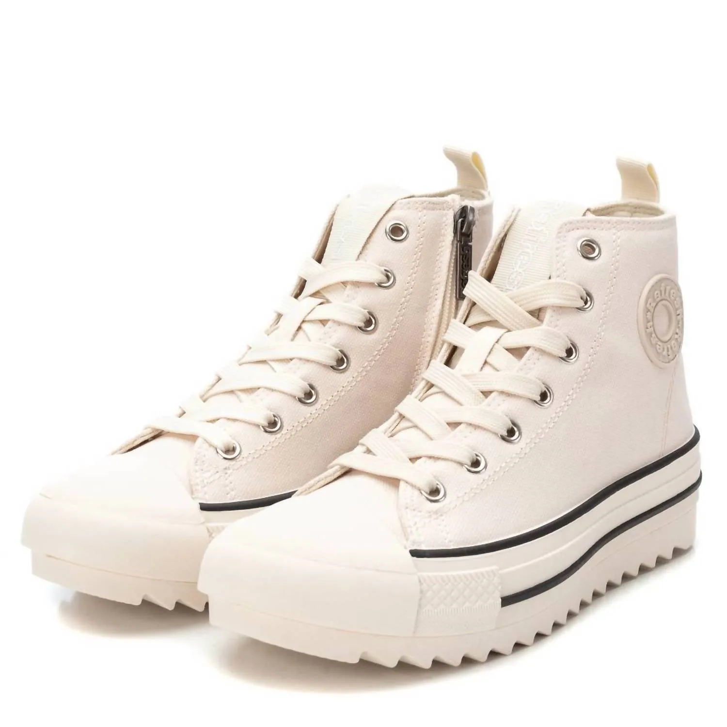 Women's Casual High Top Sneakers In Light Beige