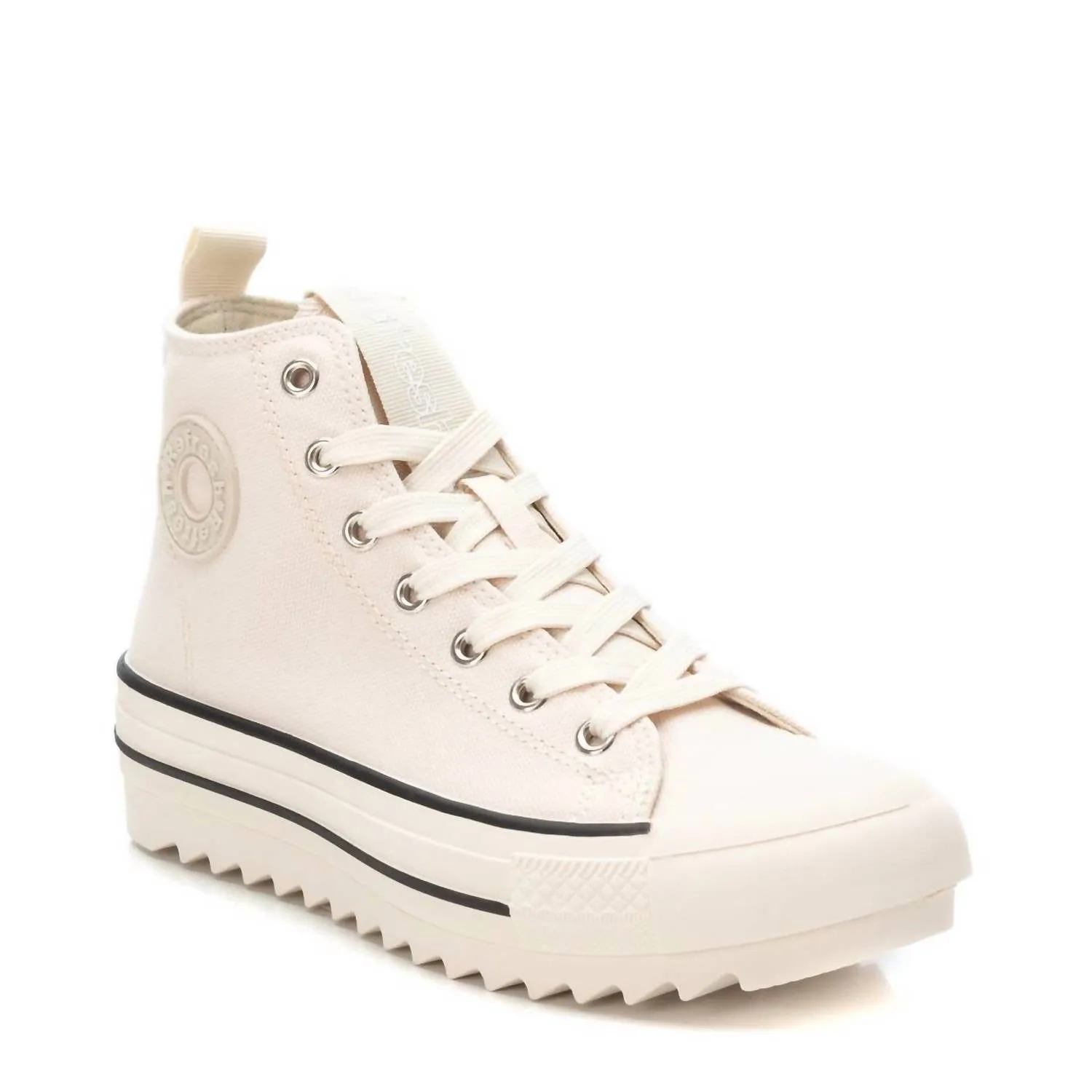 Women's Casual High Top Sneakers In Light Beige