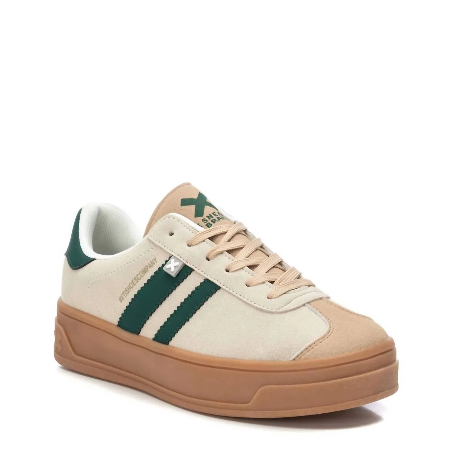 Women's Casual Sneakers In Light Beige/green