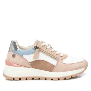Women's Casual Sneakers With Side Zipper In Beige
