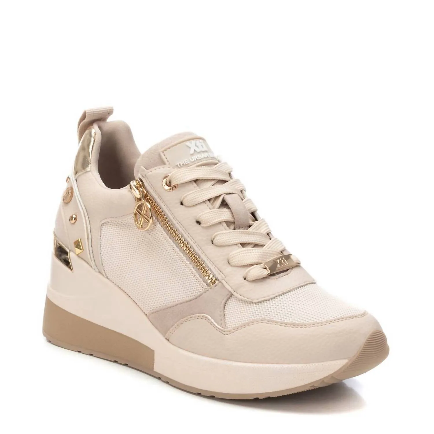 Women's Casual Wedge Sneakers In Beige