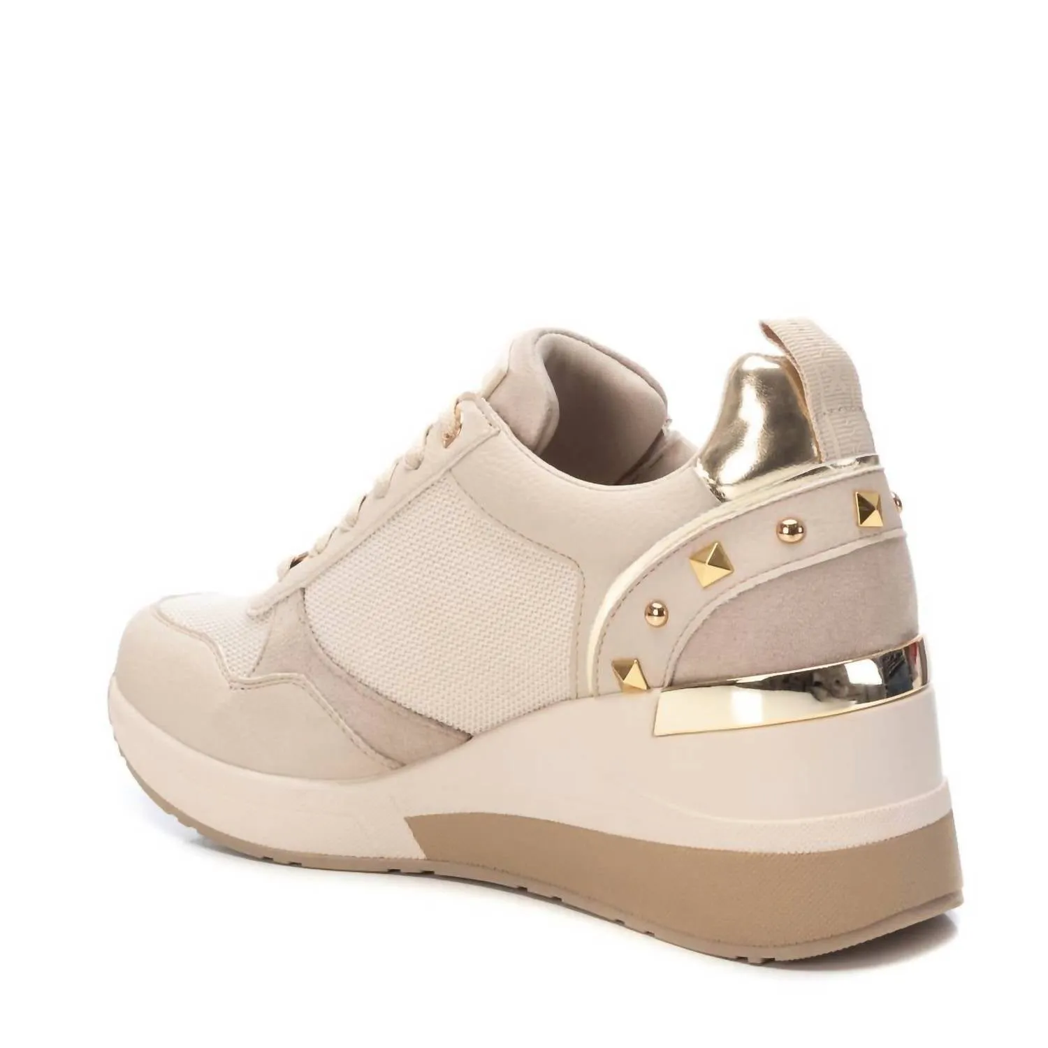 Women's Casual Wedge Sneakers In Beige