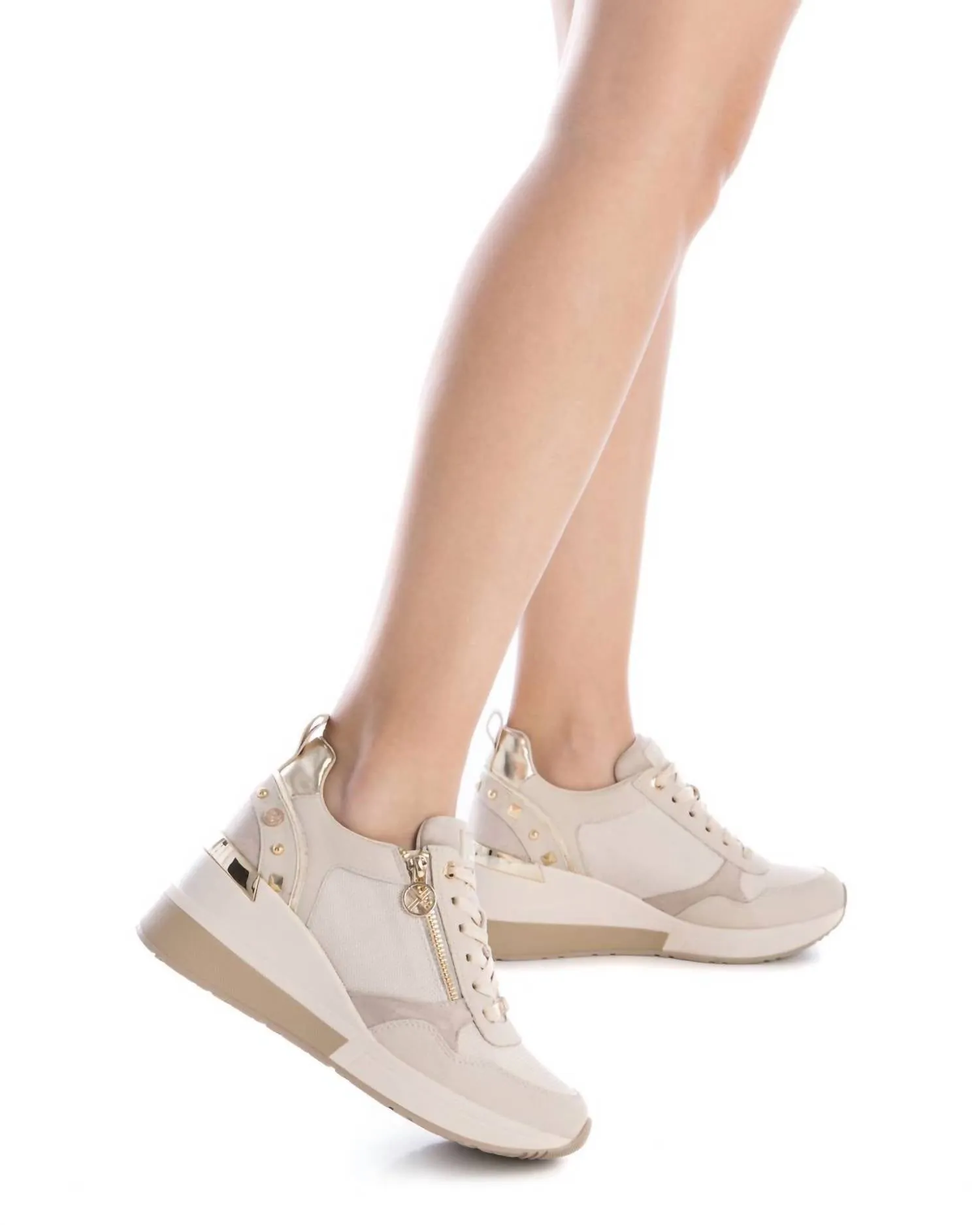 Women's Casual Wedge Sneakers In Beige