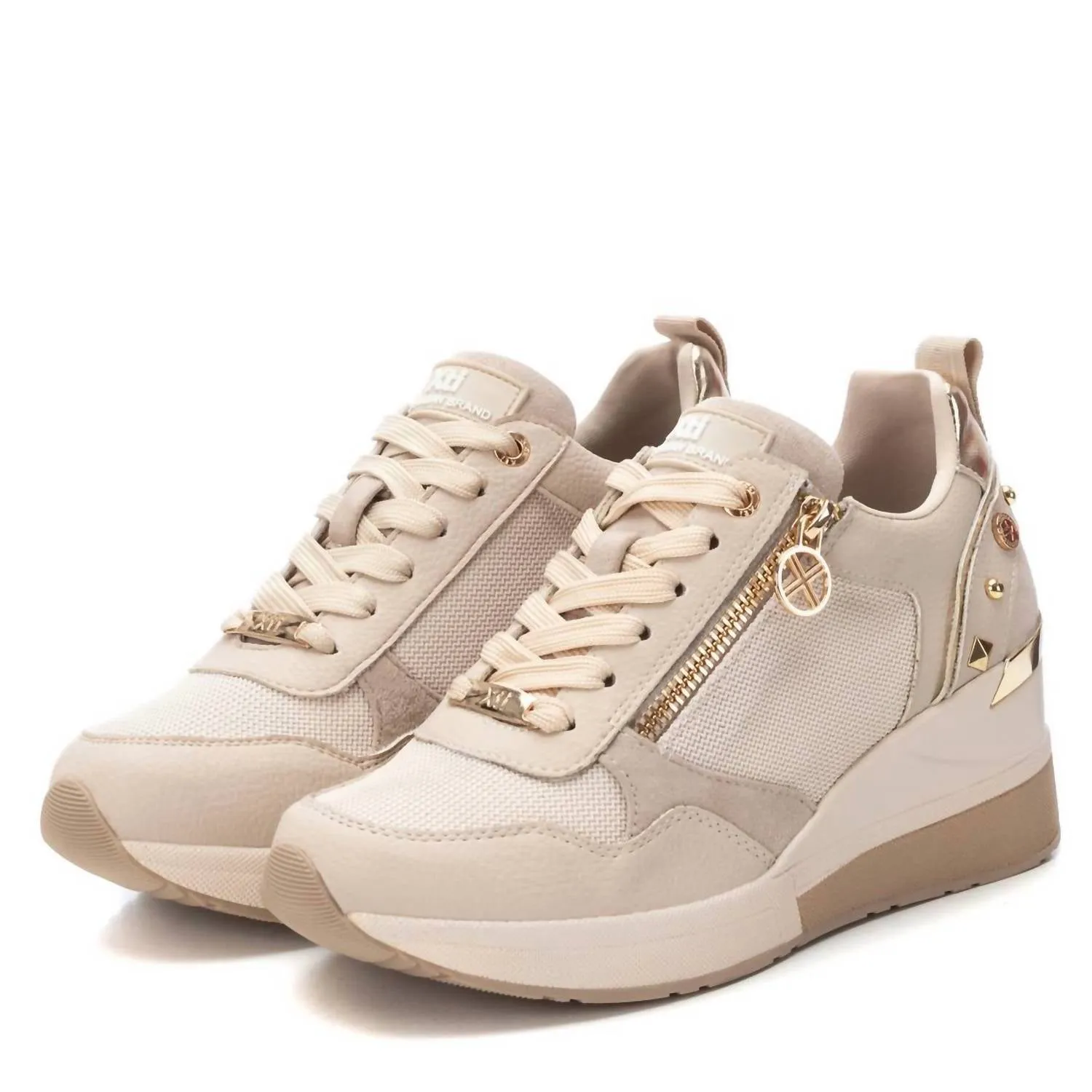 Women's Casual Wedge Sneakers In Beige