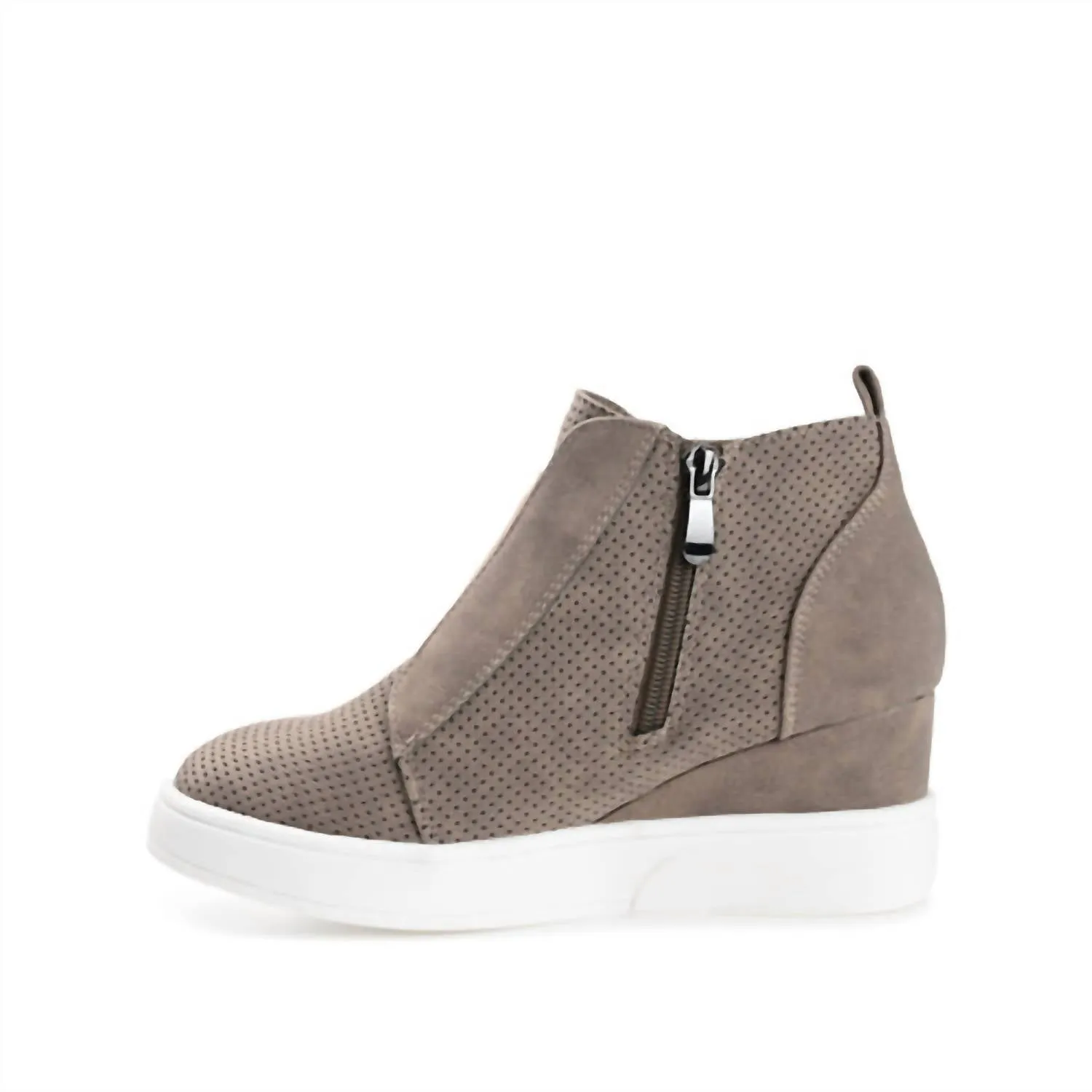 Women's Clara Wedge Sneakers In Faux Leather In Taupe