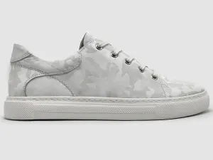 Women's Classic Camo Leather Sneakers In White