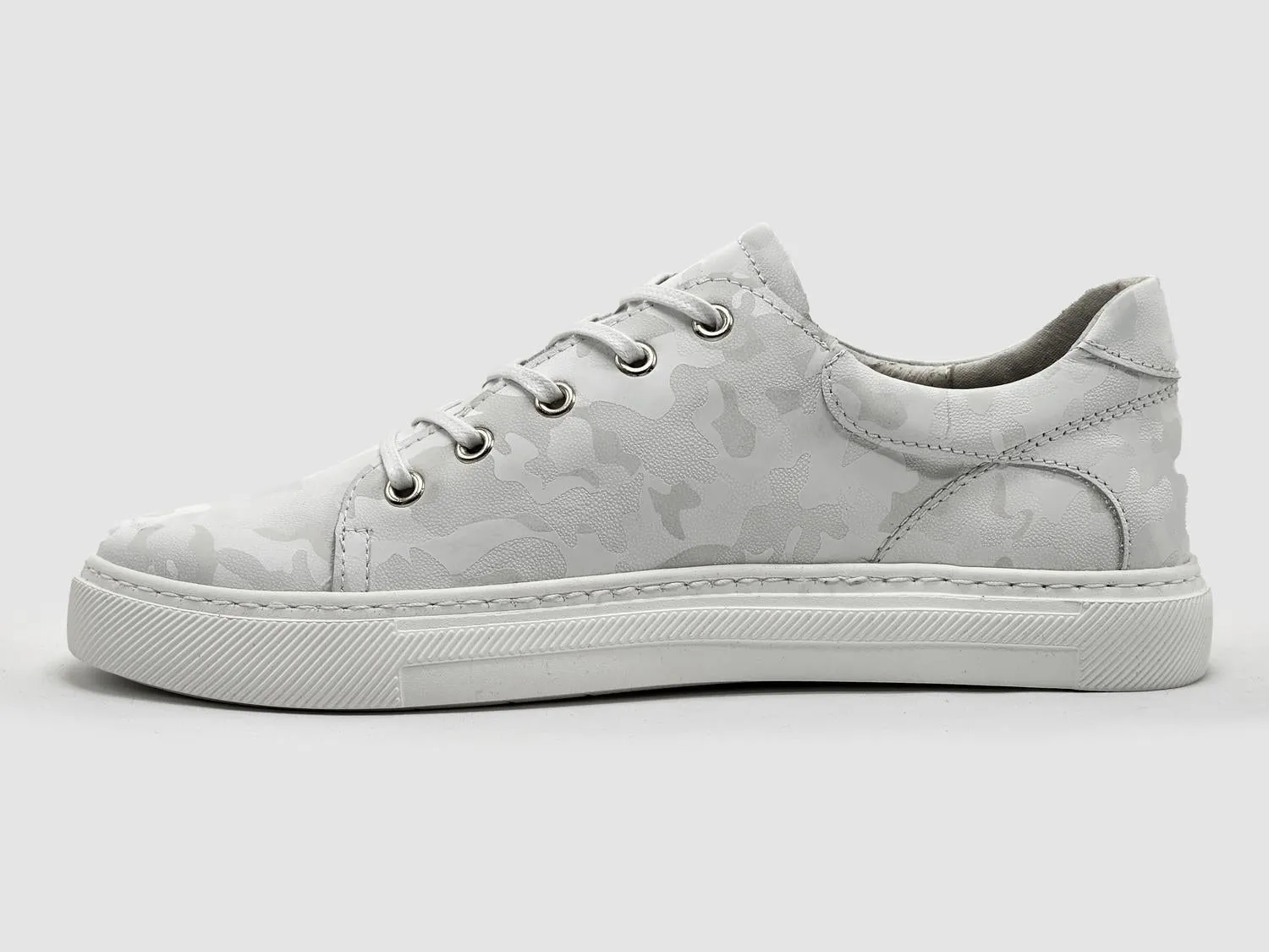 Women's Classic Camo Leather Sneakers In White