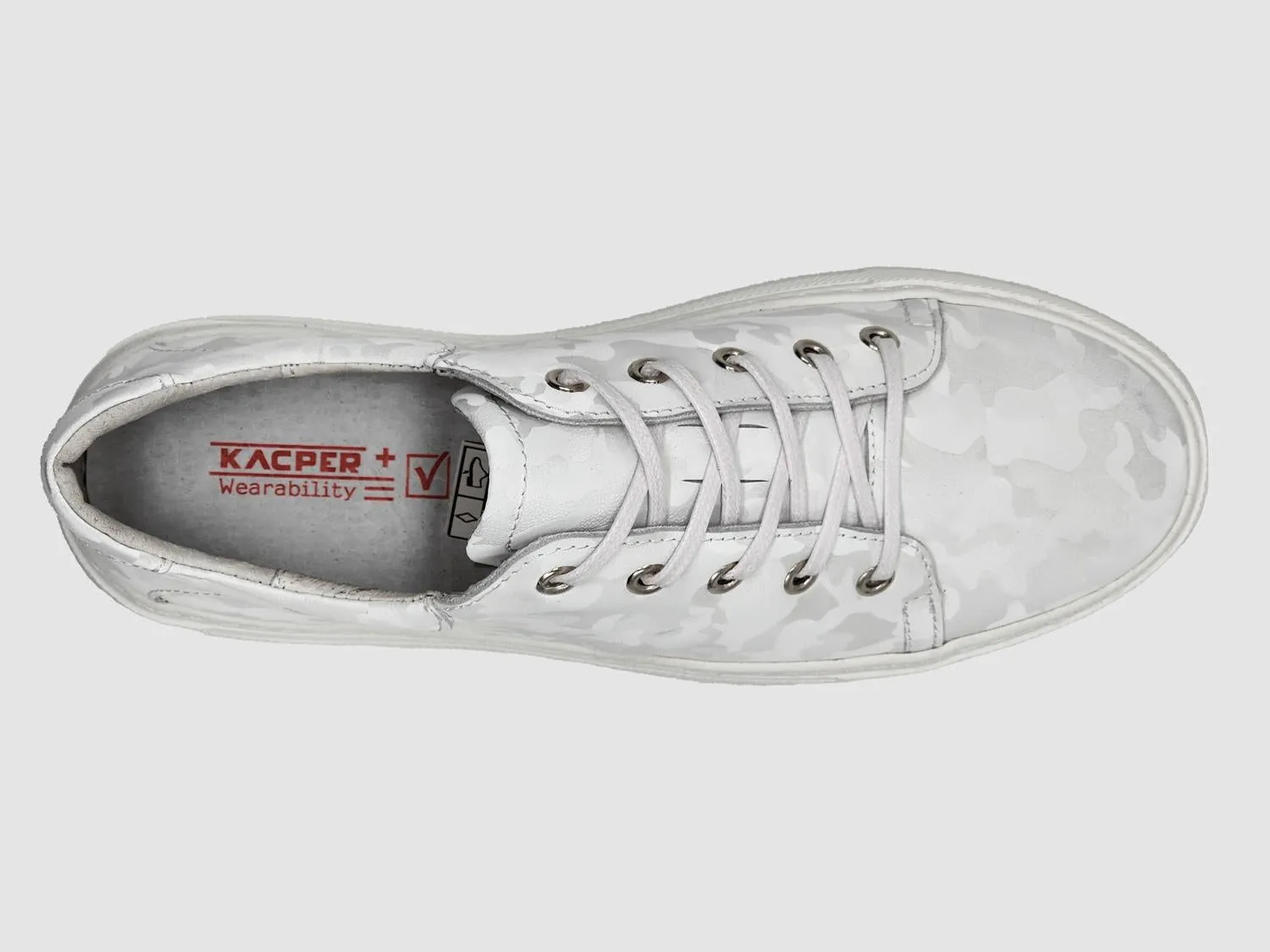 Women's Classic Camo Leather Sneakers In White