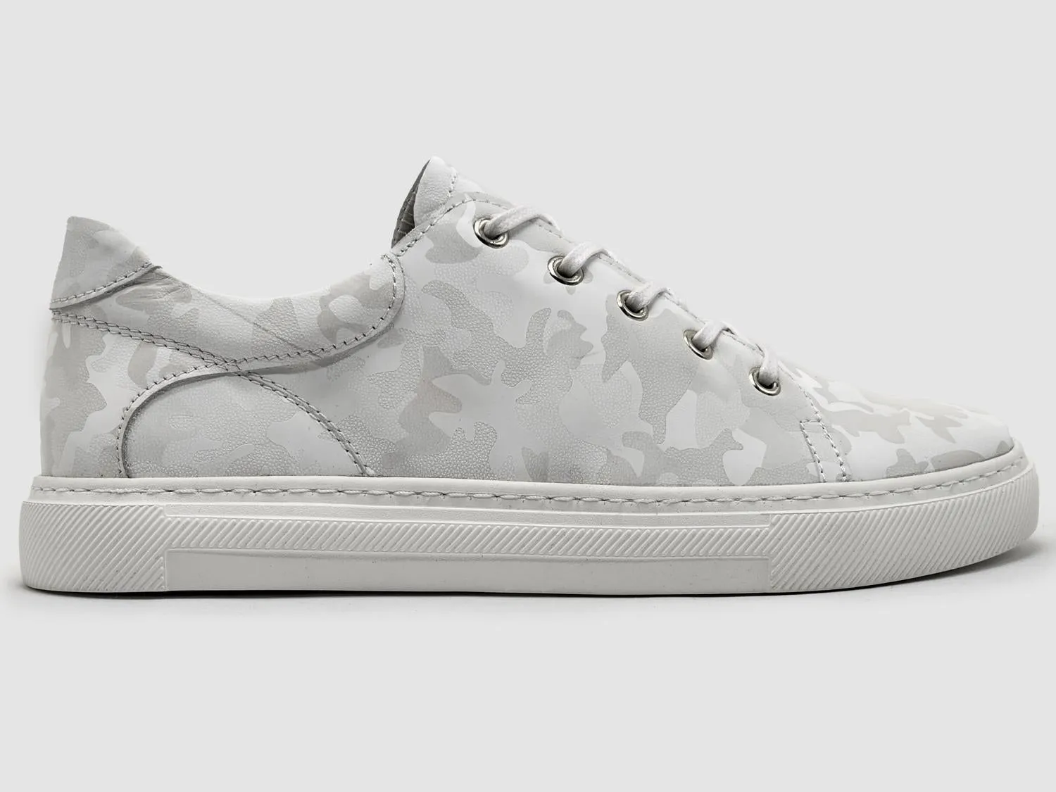 Women's Classic Camo Leather Sneakers In White