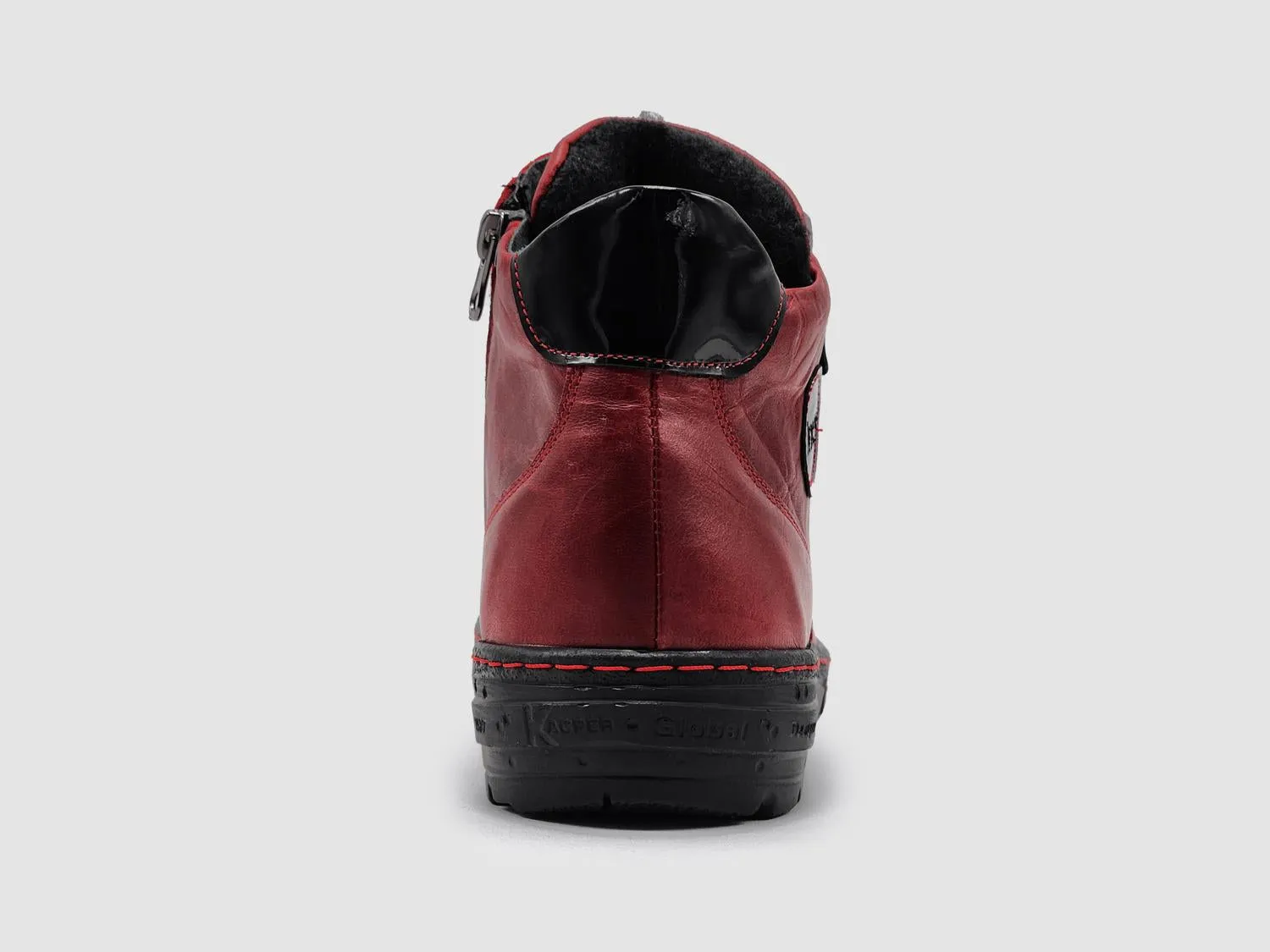 Women's Everyday Wool-Lined Zip-Up Leather Boots In Red