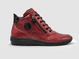 Women's Everyday Wool-Lined Zip-Up Leather Boots In Red