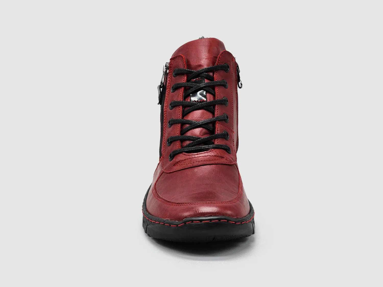 Women's Everyday Wool-Lined Zip-Up Leather Boots In Red