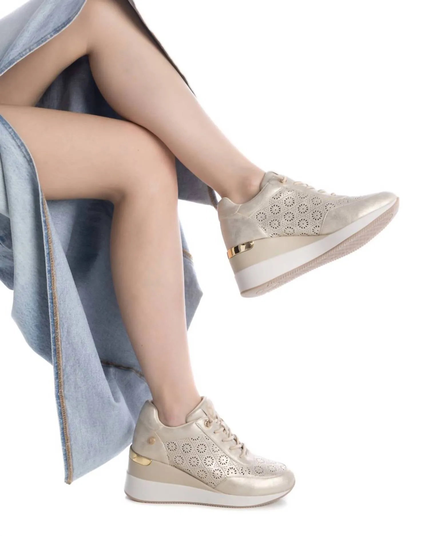 Women's Fashion Wedge Sneakers In Gold