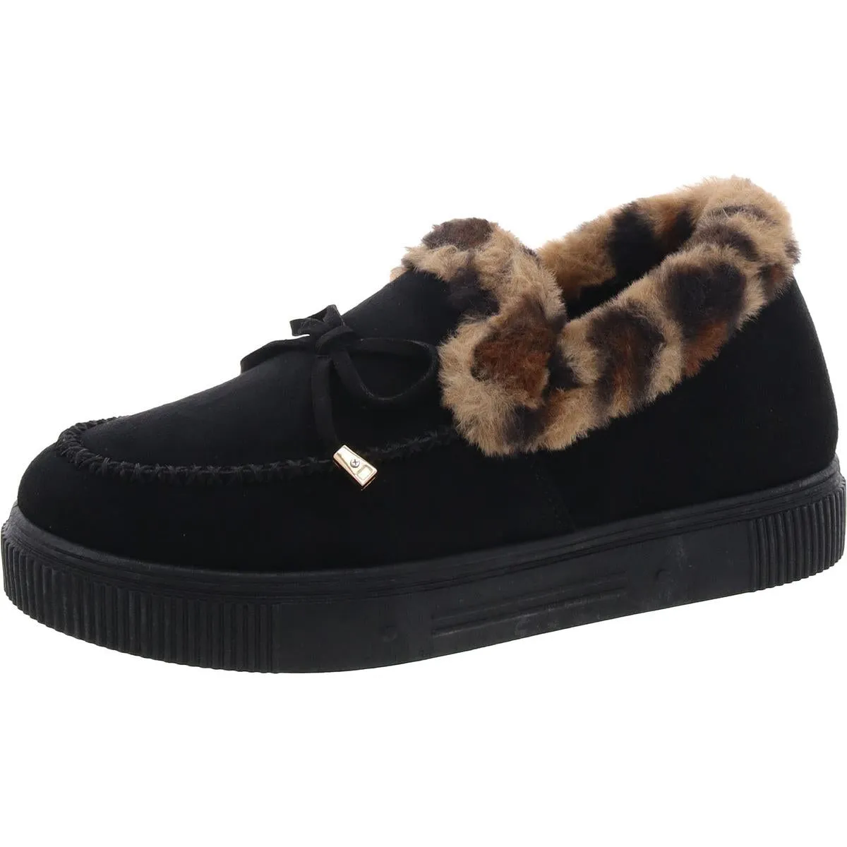 Womens Faux Fur Faux Suede Slip-On Sneakers