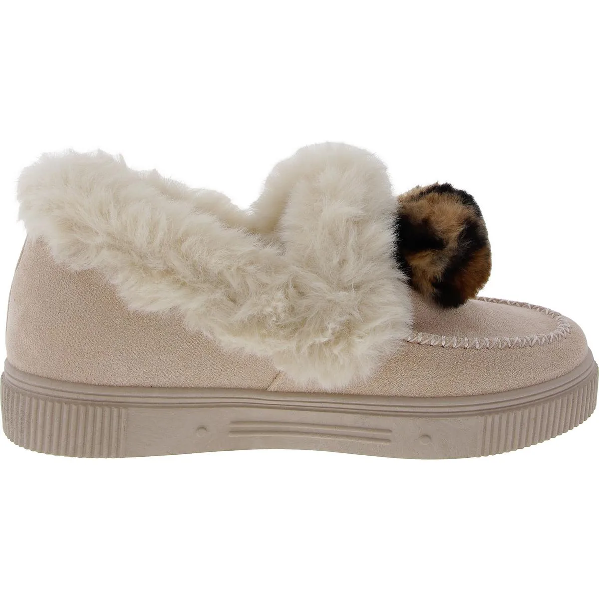 Womens Faux Fur Faux Suede Slip-On Sneakers
