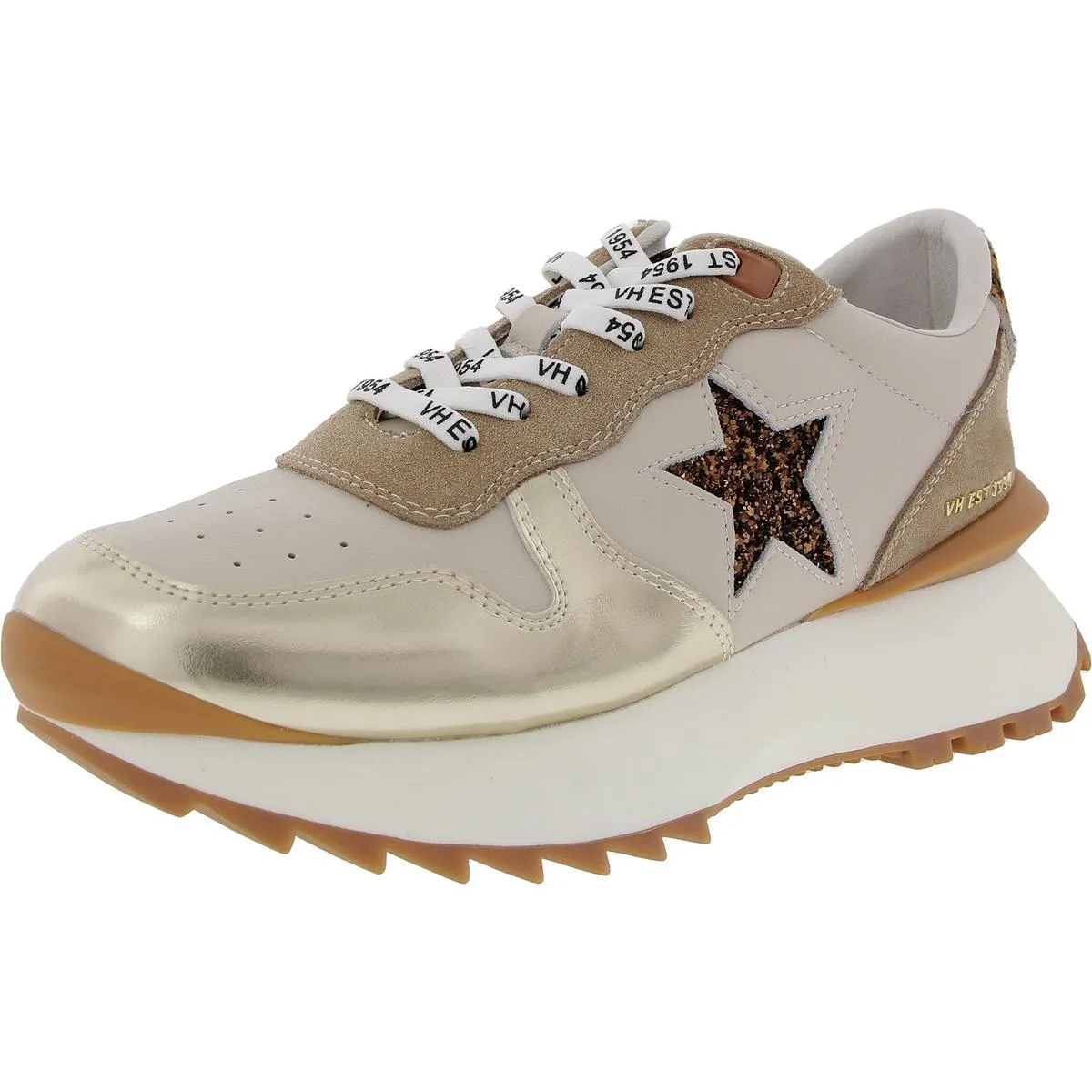 Womens Glitter Leather Casual And Fashion Sneakers