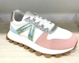 Women's Glitter Sneakers In Cream Multi