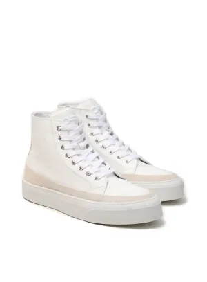 Women's Hi Top Derby Suede And Leather Sneaker In White