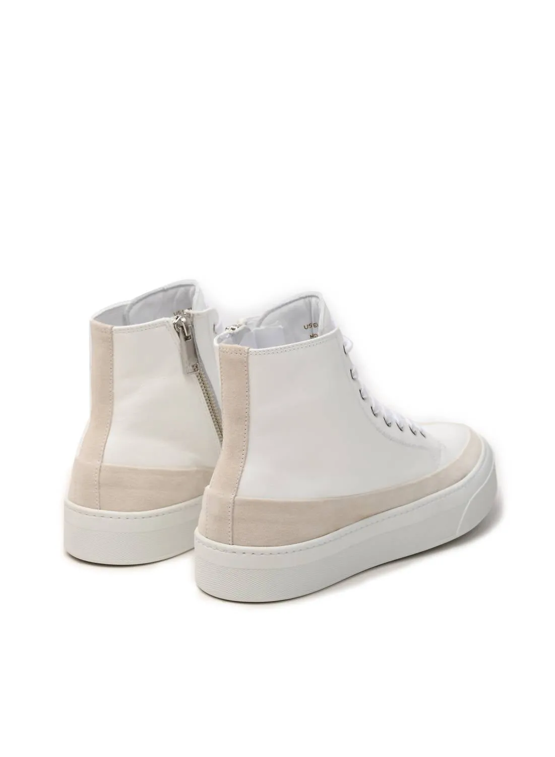 Women's Hi Top Derby Suede And Leather Sneaker In White