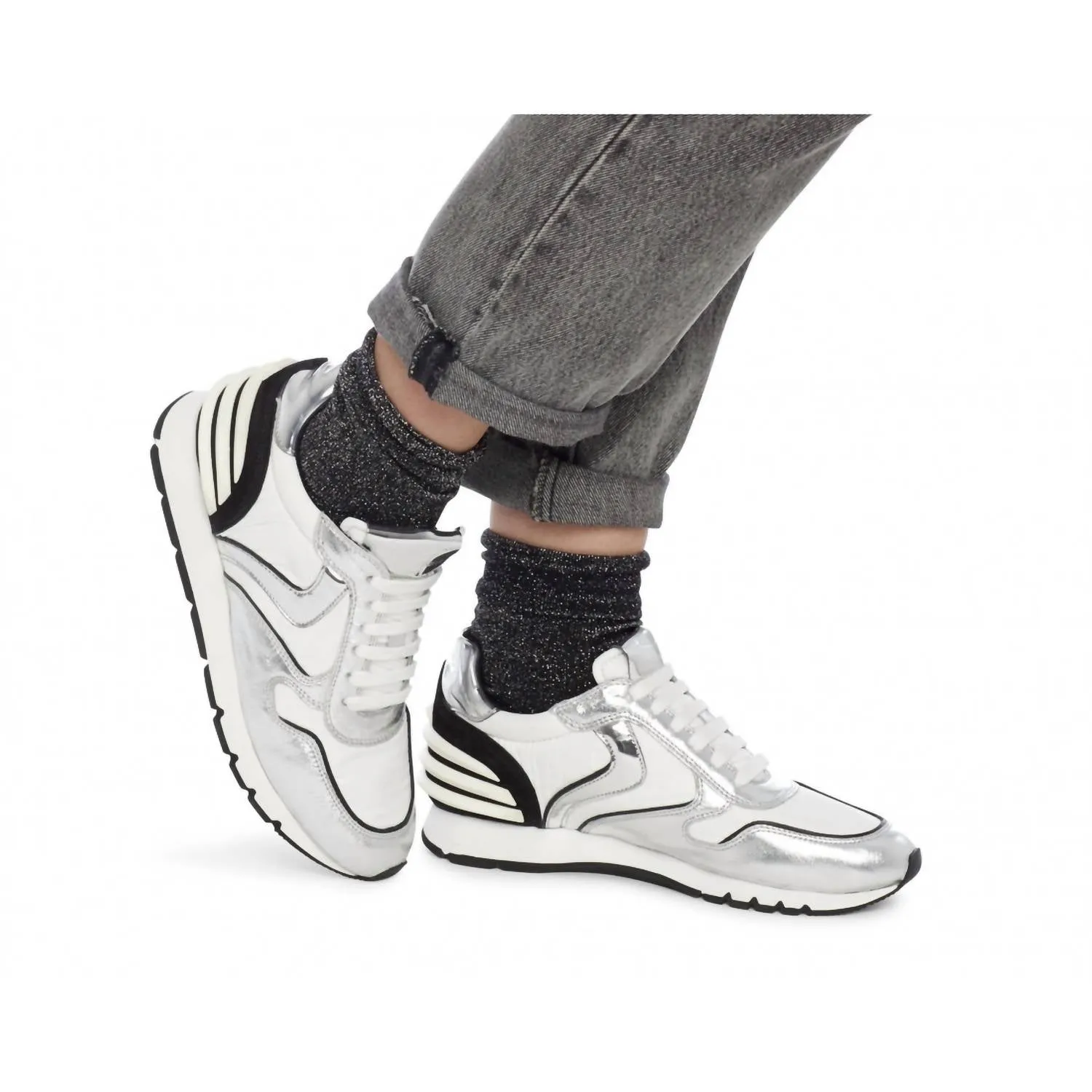Women's Julia Power Nappa Lux Sneakers In White/black/silver