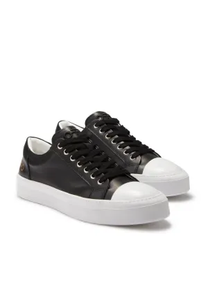 Women's Leather Low-Top Sneaker In Black