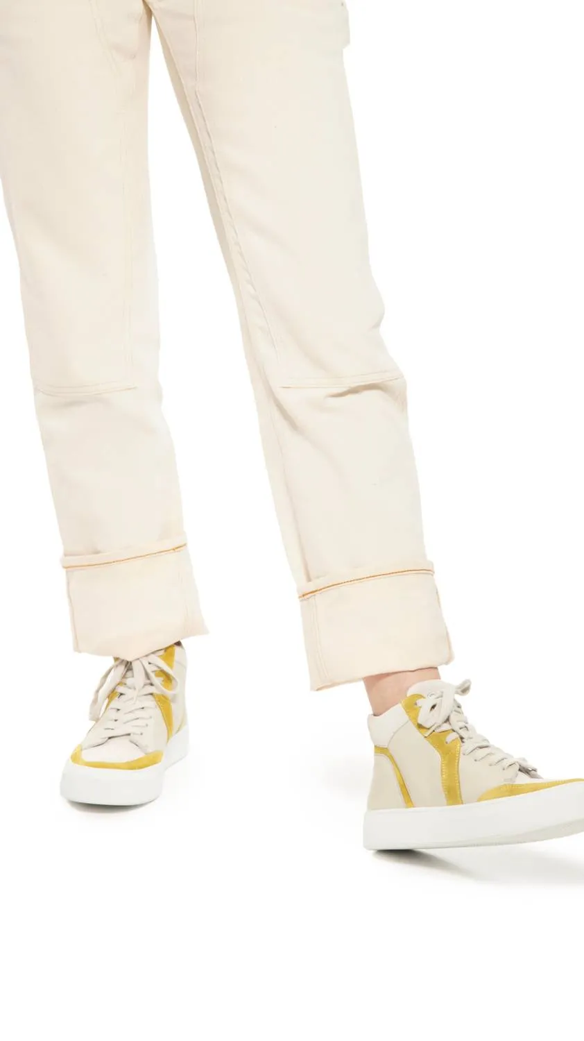 Women's Leather Mid Top Sneaker In Light Taupe