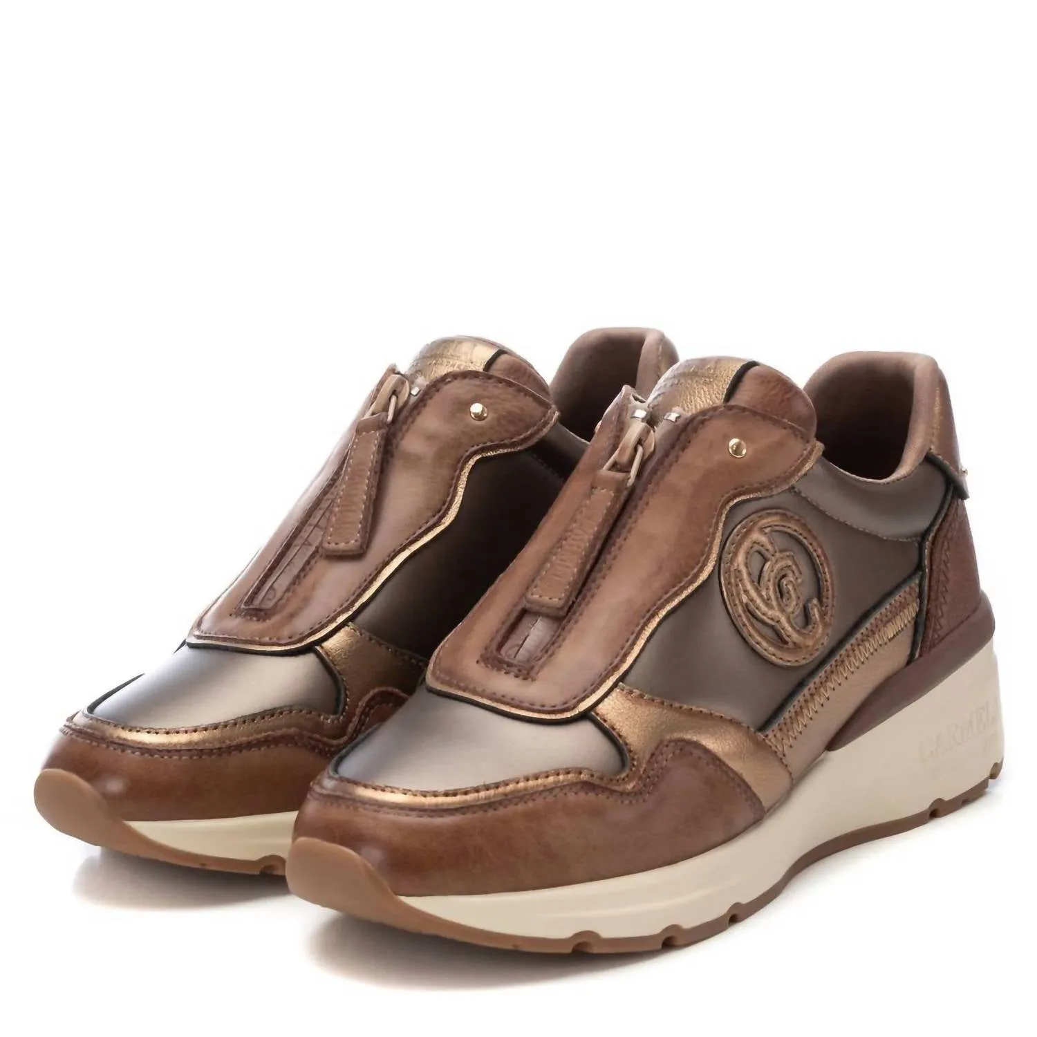 Women's Leather Sneakers In Taupe
