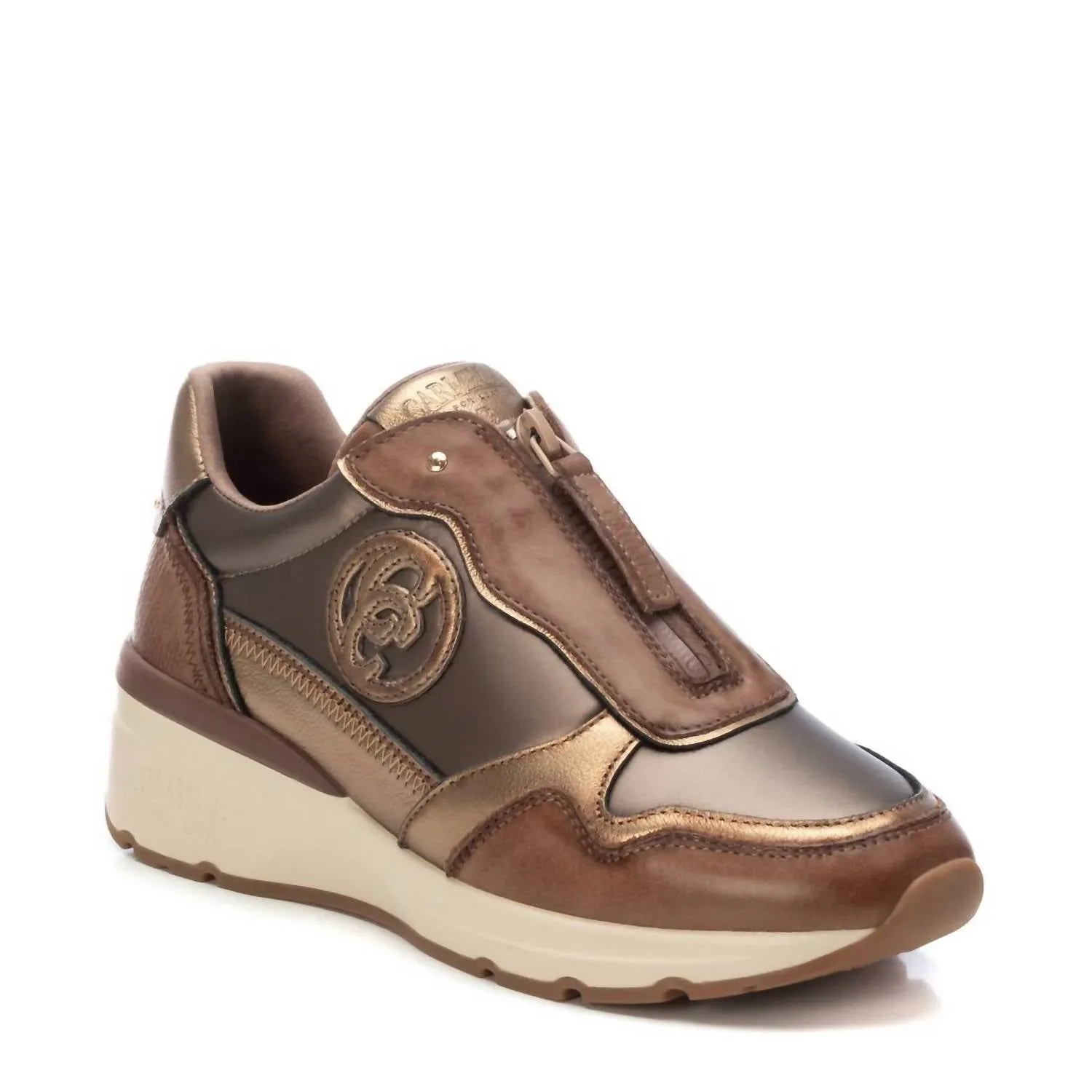 Women's Leather Sneakers In Taupe