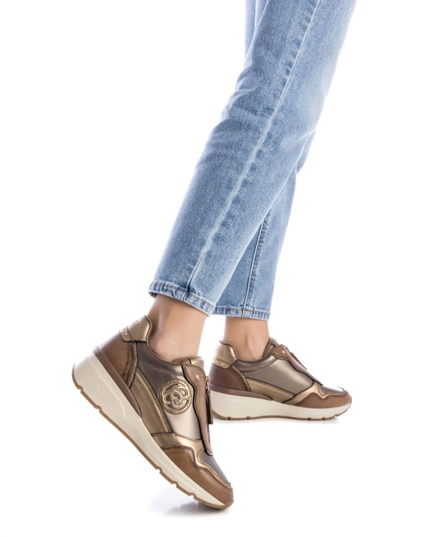 Women's Leather Sneakers In Taupe
