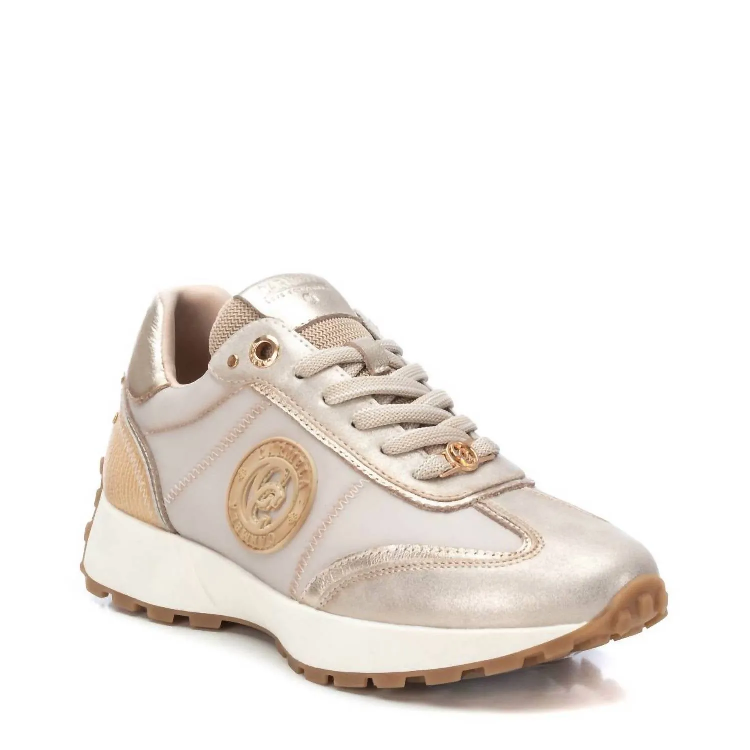 Women's Leather Trainers Sneakers In Beige