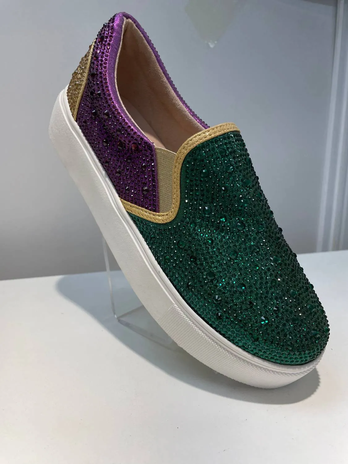 Women's Mardi Gras Rhinestone Sneakers In Green Multi