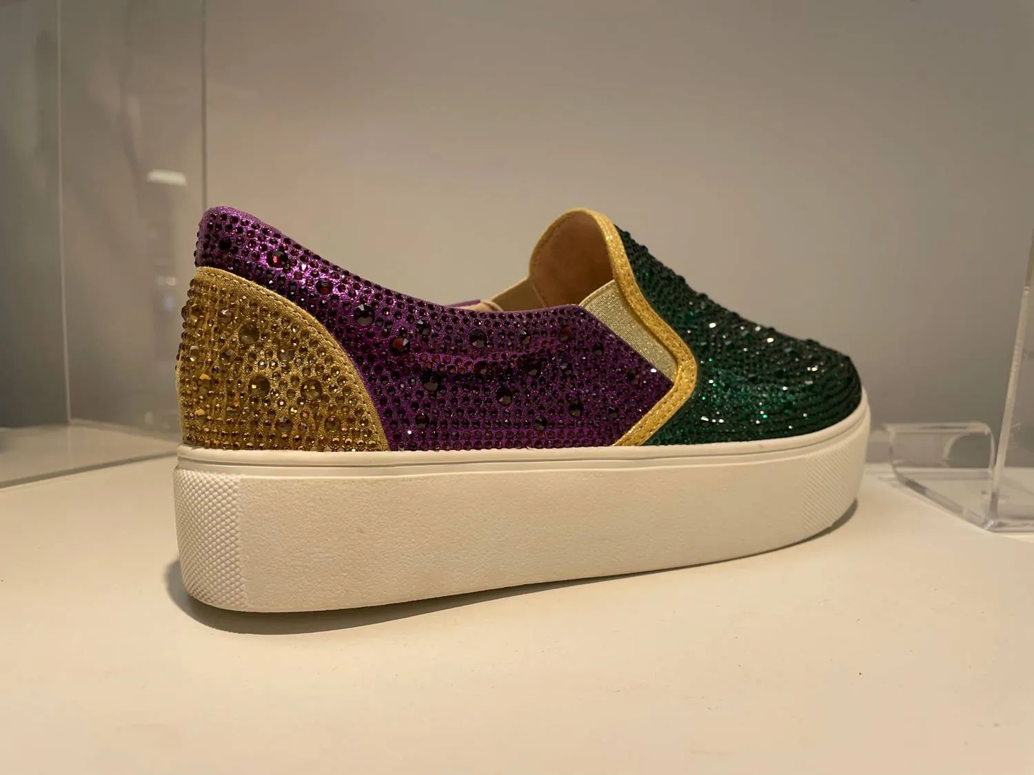 Women's Mardi Gras Rhinestone Sneakers In Green Multi