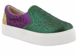 Women's Mardi Gras Rhinestone Sneakers In Green Multi