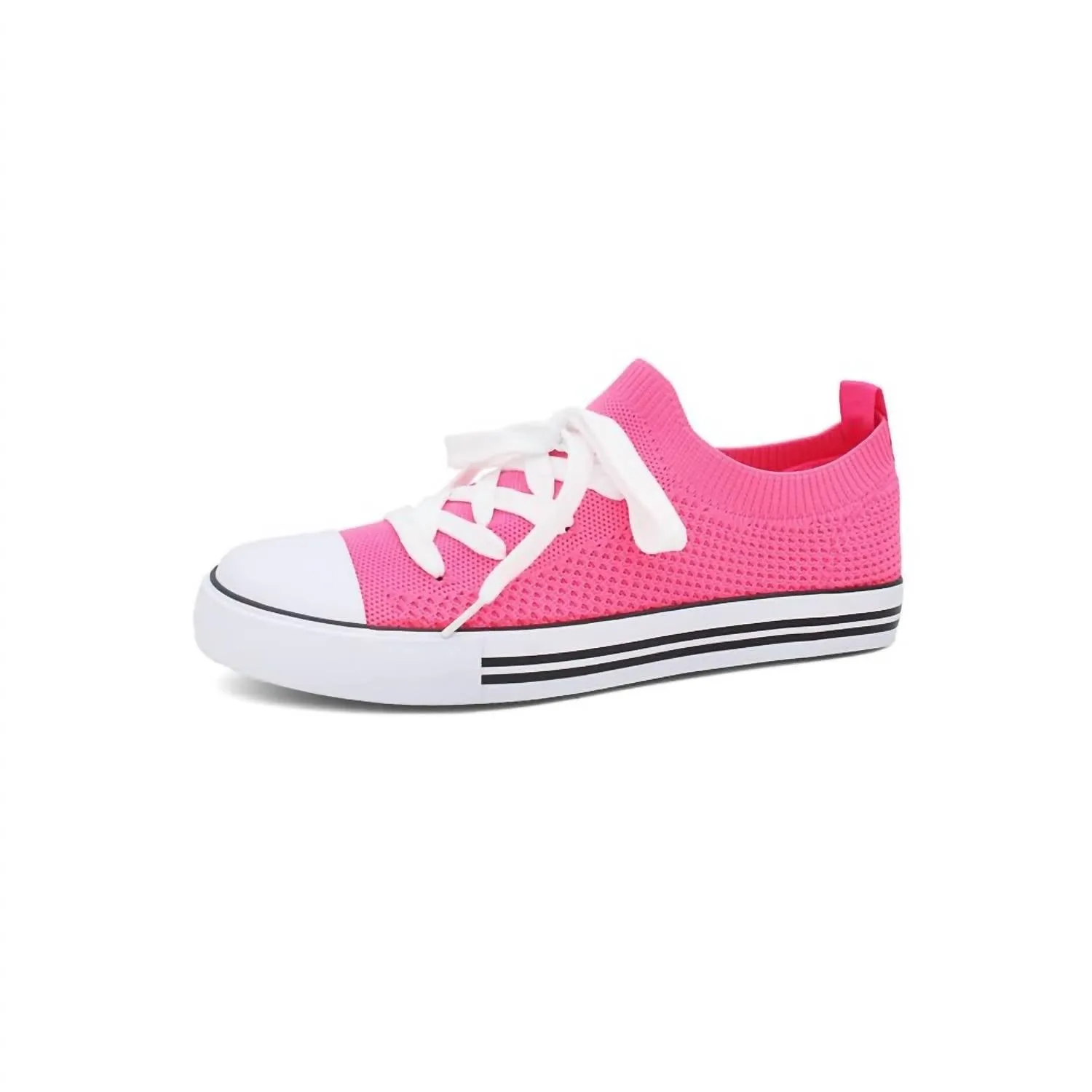Women's Mesh Knit Lace Sneakers In Pink