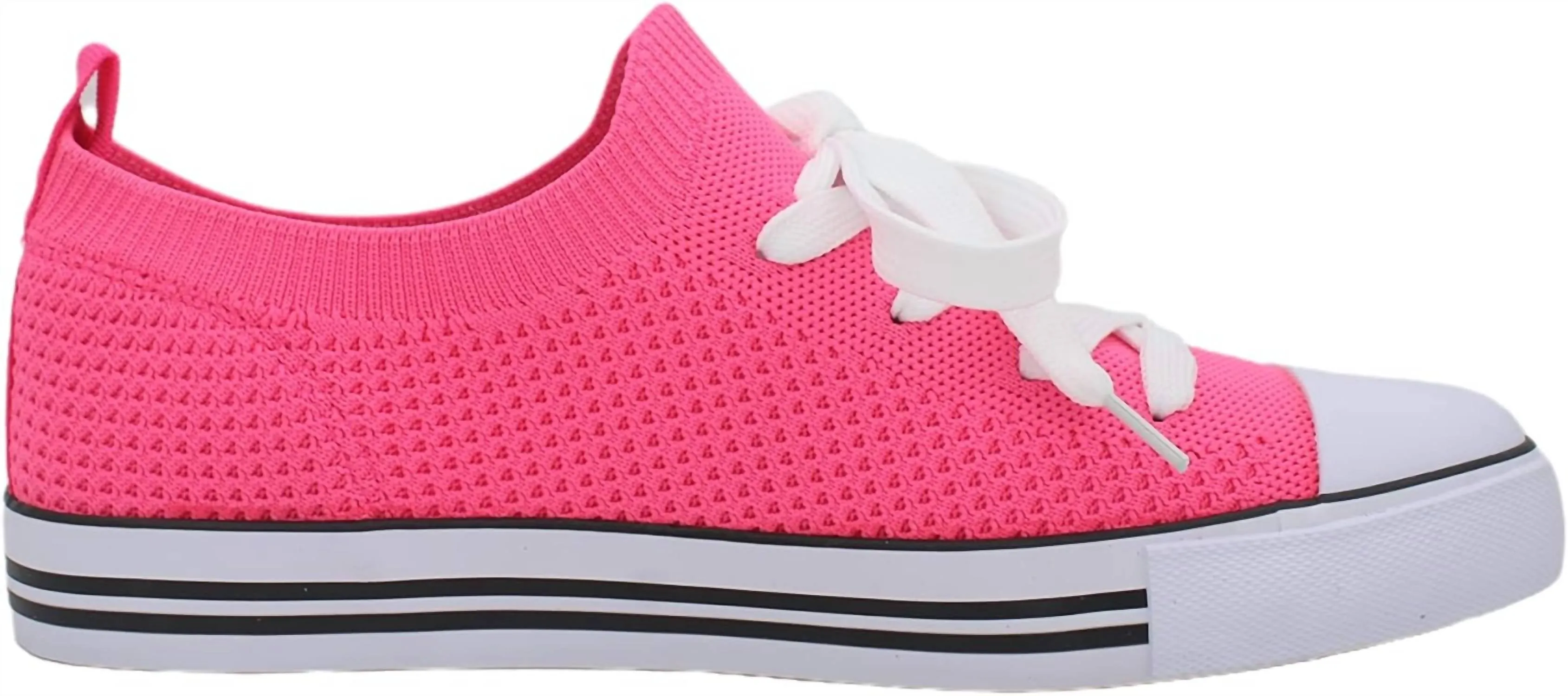 Women's Mesh Knit Lace Sneakers In Pink