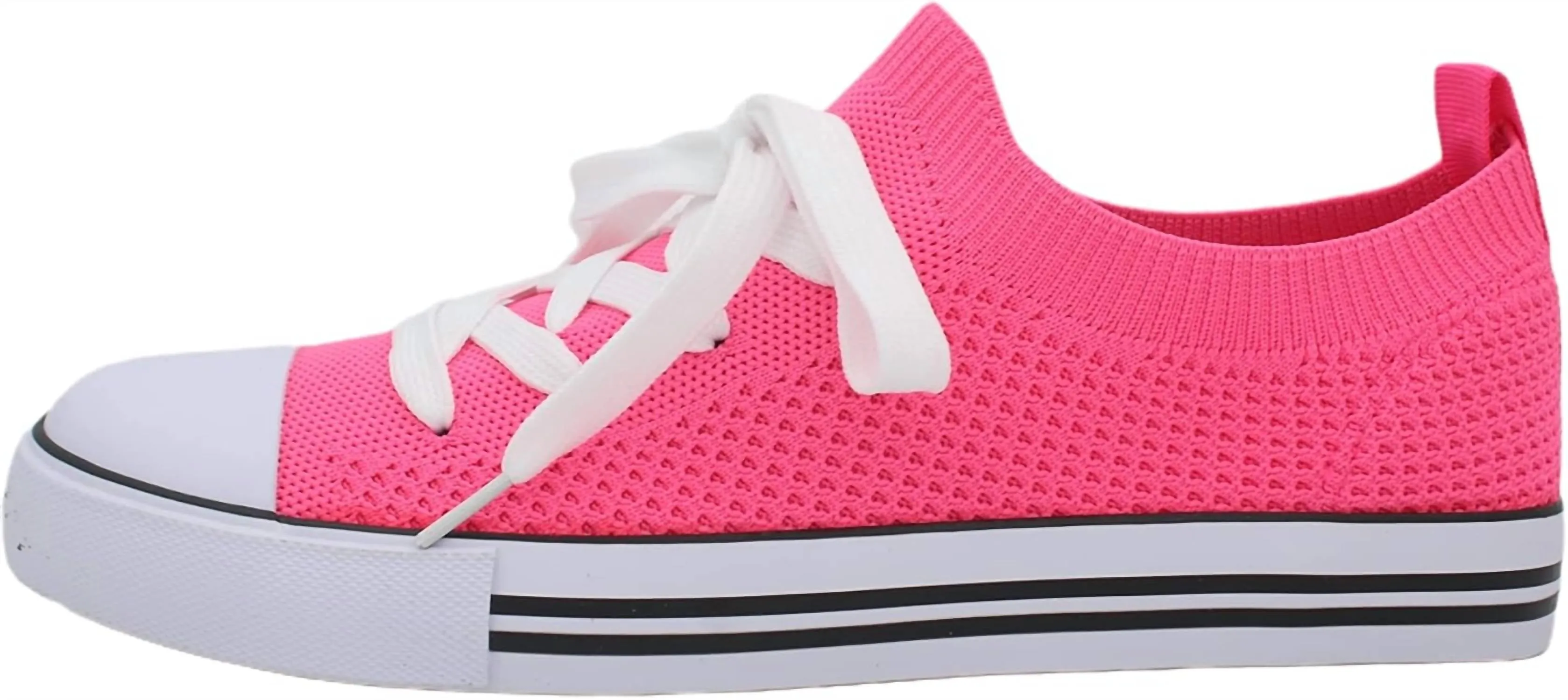 Women's Mesh Knit Lace Sneakers In Pink